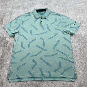 SOLD Nike golf Dri-fit vapor line Polo golf shirt men’s L blue jacquard geometr
